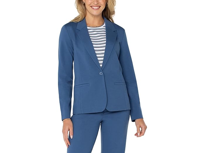 (取寄) リバプールロサンゼルス レディース ライト ウェイト ポンテ フィッティド ブレーザー Liverpool Los Angeles women Light Weight Ponte Fitted Blazer French Blue