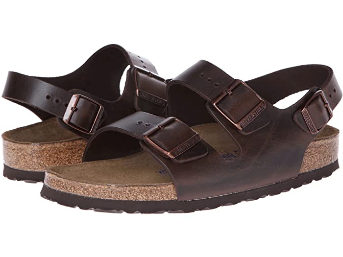 (取寄) ビルケンシュトック ミラノ - レザー ソフト フットベッド (ユニセックス) Birkenstock Milano - Leather Soft Footbed (Unisex) Brown Amalfi Leather