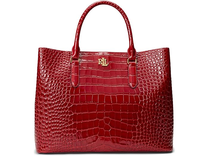 (取寄) ローレン ラルフローレン レディース エンボス レザー ラージ マーシー サッチェル Lauren Ralp..