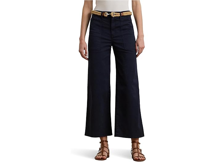 (取寄) ローレン ラルフローレン レディース ピティート ストレッチ チノ ワイド-レッグ クロップド パンツ Lauren Ralph Lauren women Petite Stretch Chino Wide-Leg Cropped Pants Lauren Navy