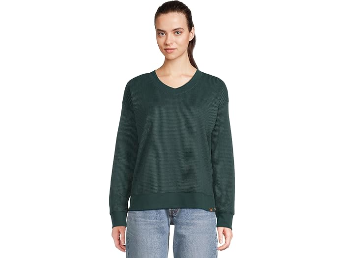 (取寄) エルエルビーン レディース バーチウッド ブラッシュ ワッフル V-ネック L.L.Bean women Birchwood Brushed Waffle V-Neck Deepest Green