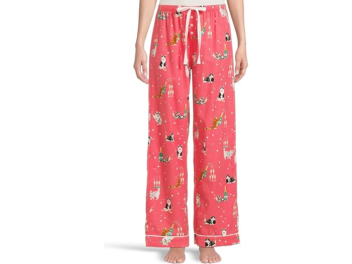 (取寄) ピー ジェイ サルベージ レディース フランネル Pj パンツ P.J. Salvage women Flannel PJ Pants Dark Coral Champagne Cats