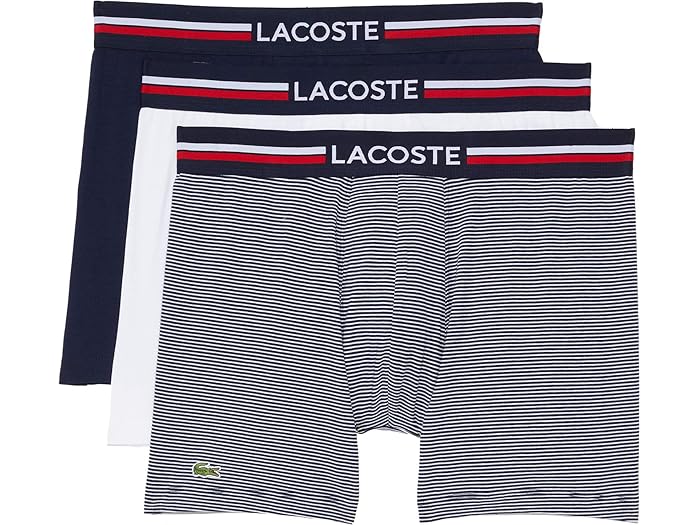 (取寄) ラコステ メンズ ボクサー ブリーフ 3-パック フレンチ フロッグ アイコニック ライフスタイル ..