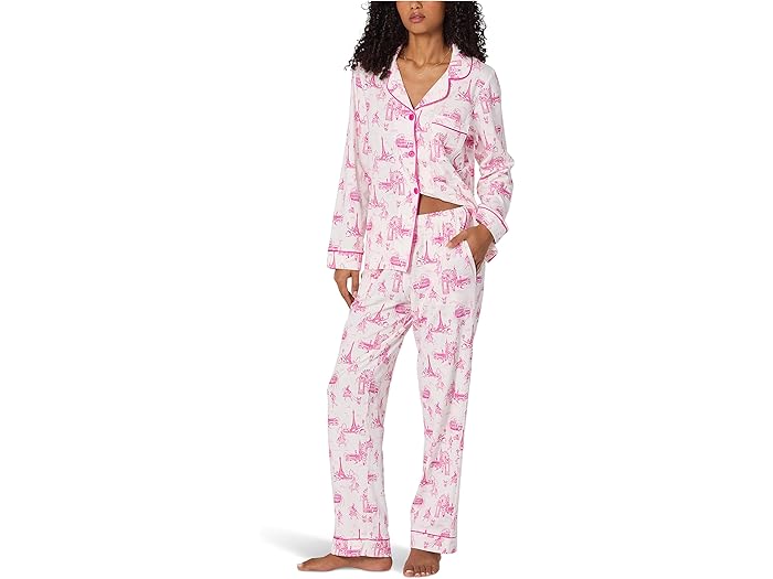 (取寄) ベッドヘッドパジャマズ レディース ロング スリーブ クラシック コットン ニット パジャマ セット Bedhead PJs women Long Sleeve Classic Cotton Knit Pajama Set Jet Setter
