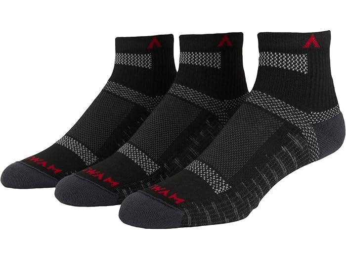 (取寄) ウィグワム ウルトラ クール-ライト クォーター 3-パック Wigwam Ultra Cool-Lite Quarter, 3-Pack Onyx