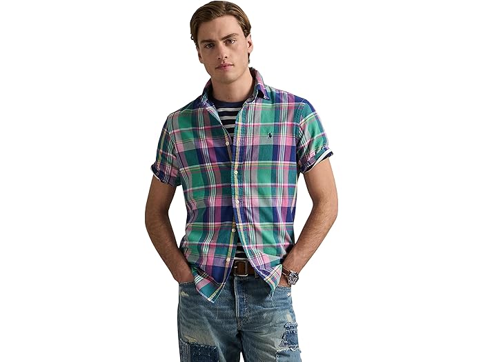 (取寄) ラルフローレン メンズ クラシック フィット プレイド オックスフォード シャツ Polo Ralph Lauren men Classic Fit Plaid Oxford Shirt Green/Pink Multi