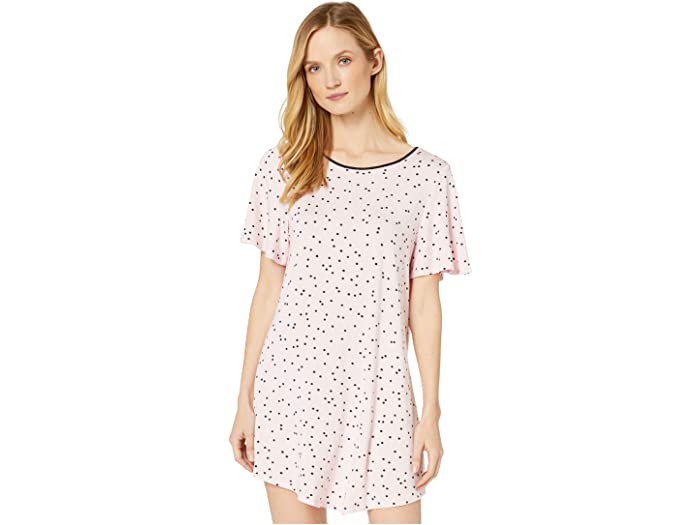 (取寄) ケイトスペード エバーグリーン モーダル ジャージ ショート スリーブ スリープシャツ Kate Spade New York Evergreen Modal Jersey Short Sleeve Sleepshirt Scattered Dot Pink