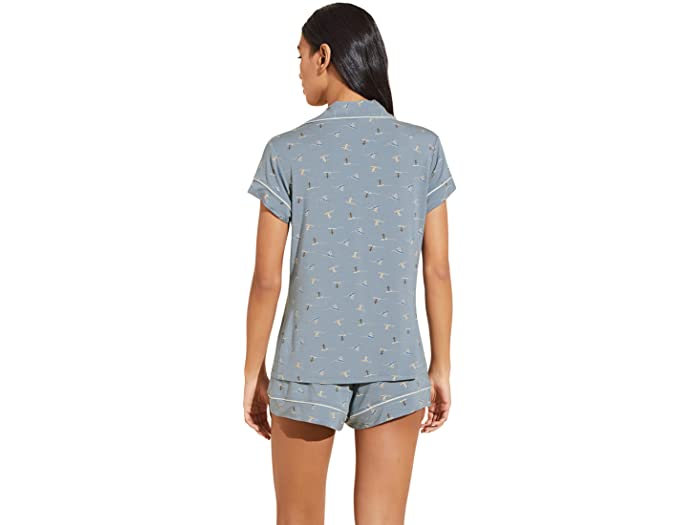 (取寄) エバージェイ ジゼル プリンテッド - ザ ショーティ ショート Pj セット Eberjey Gisele Printed - The Shortie Short PJ Set Surf Girls/Blue Fog/Ivory