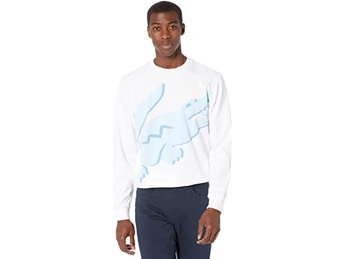 (取寄) ラコステ メンズ ロング スリーブ ラージ サマー クロコ クルー ネック スウェットシャツ Lacoste men Long Sleeve Large Summer Croc Crew Neck Sweatshirt White