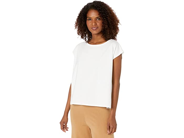 レディース シャツ インナー トップス ファッション 本日の目玉 ブランド カジュアル 大きいサイズ ビックサイズ 取寄 アイリーン フィッシャー バレエ ショート ネック ボックス トップ Neck Fisher Eileen Ballet Box White Top Short