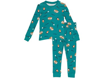 (取寄) エルエルビーン キッズ オーガニック コットン フィッティド パジャマ (トドラー) L.L.Bean kids Organic Cotton Fitted Pajamas (Toddler) Blue/Green Smores