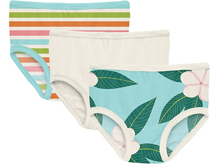 (取寄) キッキー パンツ キッズ ガールズ プリント アンダーウェア セット- 3パック (ビッグ キッズ) Kickee Pants Kids girls Print Underwear Set- 3-Pack (Big Kids) Beach Day Stripe/Natural/Summer Sky Plumeria
