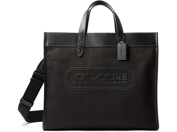 (取寄) コーチ メンズ フィールド トート 40 イン オーガニック コットン キャンバス ウィズ バッジ COACH men Field Tote 40 in Organic Cotton Canvas with Coach Badge JI/Black