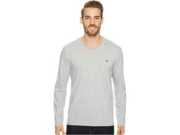 (取寄) ラコステ メンズ ロング スリーブ ピマ ジャージ Vネック Tシャツ Lacoste men Long Sleeve Pima Jersey V-Neck T-Shirt Silver Chine