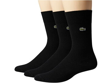 (取寄) ラコステ メンズ 3パック ソリッド ジャージ アンド ピケ ソックス Lacoste men 3-Pack Solid Jersey and Pique Socks Black