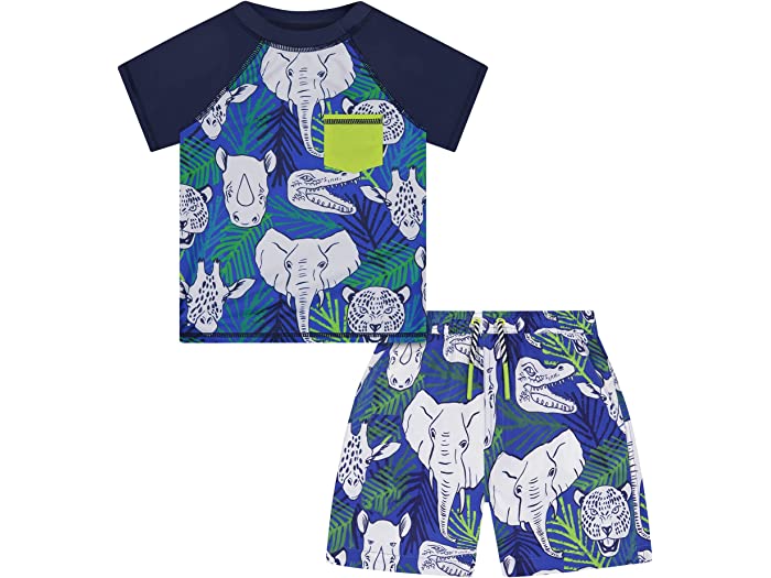 (取寄) ボーイズ ツーピース ラッシュガード スイム セット (トドラー/リトル キッズ) ANDY & EVAN KIDS boys Two-Piece Rashguard Swim Set (Toddler/Little Kids) Green Animals