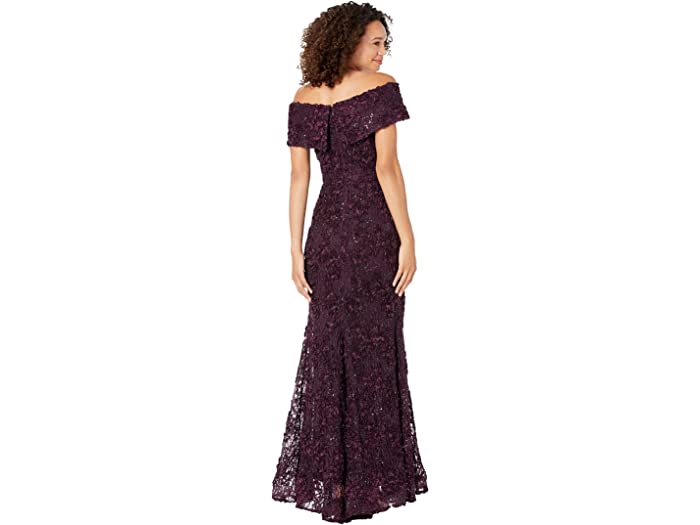 (取寄) エスケイプ レディース ロング オフショルダー レース ドレス XSCAPE women Long Off-the-Shoulder Lace Dress Mulberry