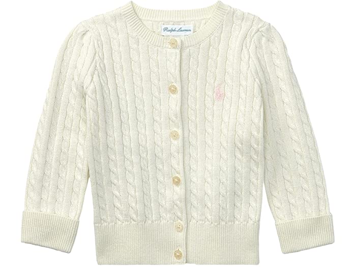 (取寄) ラルフローレン キッズ ガールズ ケーブルニット コットン カーディガン (インファント) Polo Ralph Lauren Kids girls Cable-Knit Cotton Cardigan (Infant) Warm White/French Pink Pony Player