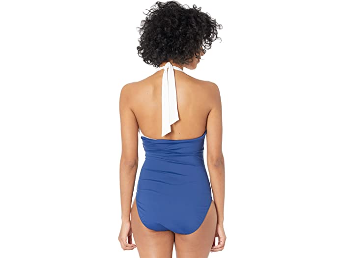 (取寄) ローレン ラルフローレン レディース ベル エア シャード ヘアバンド ワンピース LAUREN Ralph Lauren women Bel Air Shirred Bandeau One-Piece Sapphire