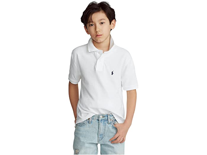 (取寄) ラルフローレン キッズ ボーイズ コットン メッシュ ポロ シャツ (ビッグ キッズ) Polo Ralph Lauren Kids boys Cotton Mesh Polo Shirt (Big Kids) White