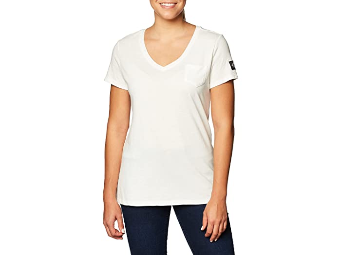 (取寄) カルバンクライン レディース ウィメンズ ショート スリーブ クロップド ロゴ Tシャツ Calvin Klein women Womens Short Sleeve Cropped Logo T-Shirt Off White