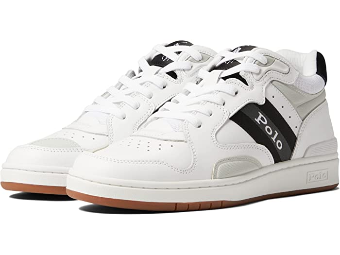 (取寄) ラルフローレン メンズ コート ミッド スニーカー Polo Ralph Lauren men Court Mid Pro Sneaker White/Grey Leather