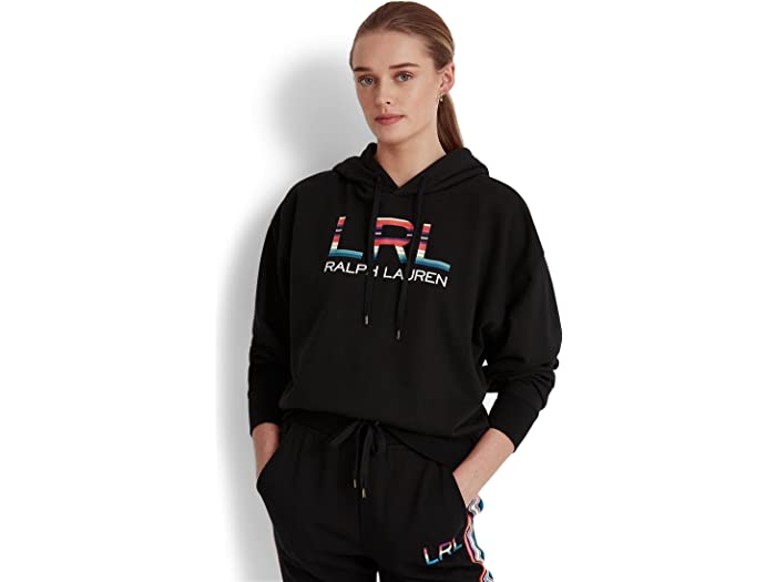 (取寄) ローレン ラルフローレン レディース ロゴ フレンチ テリー フーディ LAUREN Ralph Lauren women Logo French Terry Hoodie Polo Black