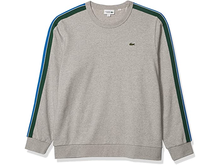 (取寄) ラコステ メンズ メンズ ロング レインボー スリーブ ストライプド クルーネック スウェットシャツ Lacoste men Mens Long Rainbow Sleeve Striped Crewneck Sweatshirt Silver Chine/Navy Blue-ut