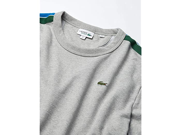 (取寄) ラコステ メンズ メンズ ロング レインボー スリーブ ストライプド クルーネック スウェットシャツ Lacoste men Mens Long Rainbow Sleeve Striped Crewneck Sweatshirt Silver Chine/Navy Blue-ut