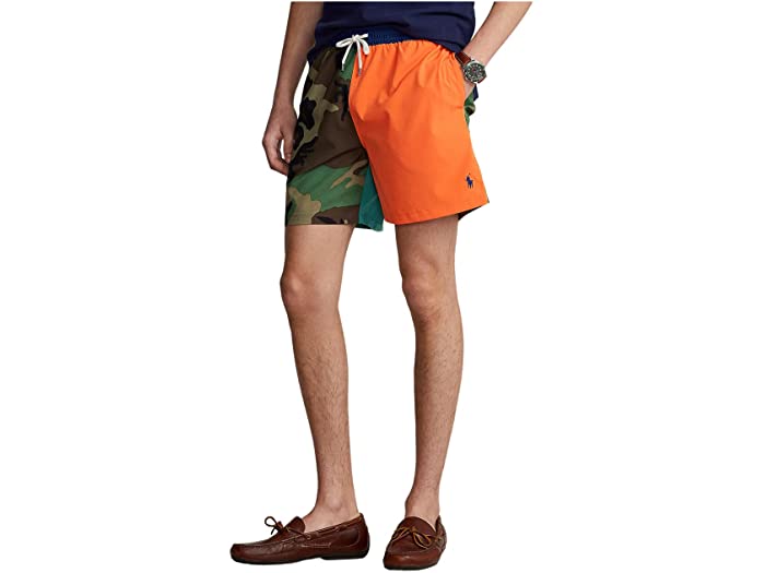 (取寄) ラルフローレン メンズ 5.75インチ トラベラー クラシック スイム トランク Polo Ralph Lauren men 5.75-Inch Traveler Classic Swim Trunk Camo Color-Block