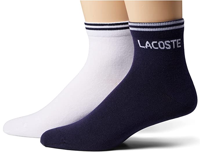 (取寄) ラコステ メンズ 2パック グラフィック クロコ アンド ソックス Lacoste men 2-Pack Graphic Croc and Socks Navy Blue/White