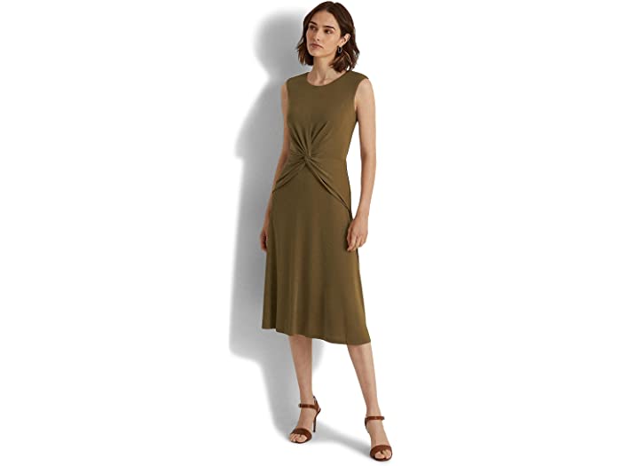 (取寄) ローレン ラルフローレン レディース ツイスト フロント ジャージ ドレス LAUREN Ralph Lauren women Twist Front Jersey Dress Olive Fern