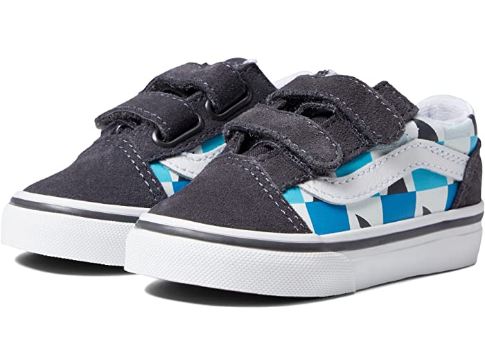 (取寄) バンズ キッズ キッズ オールド スクール V (インファント/トドラー) Vans Kids kids Old Skool V (Infant/Toddler) (Glow Checkerboard Sharks) Asphalt/True White