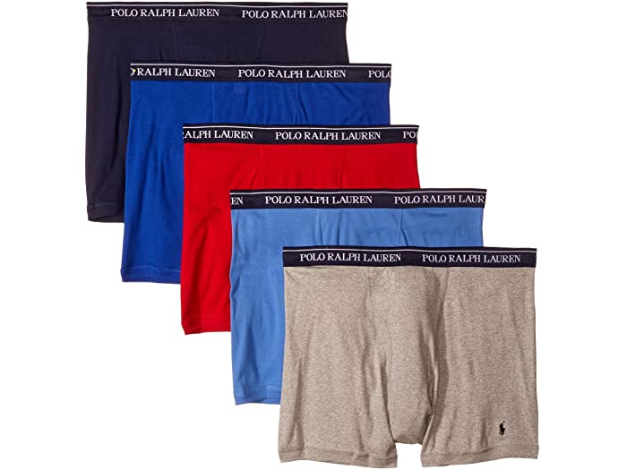 (取寄) ラルフローレン メンズ クラシック フィット w/ ウィッキング 5パック ボクサー ブリーフ Polo Ralph Lauren men Classic Fit w/ Wicking 5-Pack Boxer Briefs Andover Heather/Aerial Blue/Rugby Royal/RL2000 Red