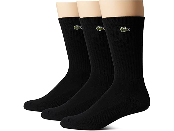 (取寄) ラコステ メンズ 3パック マルチカラー ソリッド ジャージ チューブ ソックス Lacoste men 3-Pack Multicolor Solid Jersey Tube Socks Black/Black/Black
