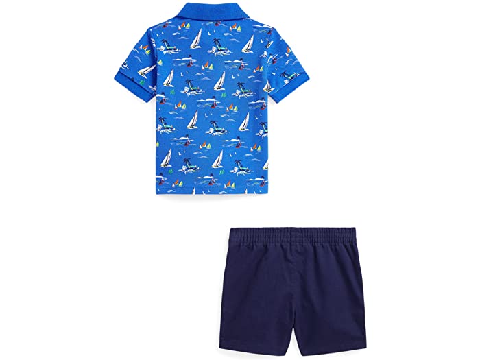 (取寄) ラルフローレン キッズ ボーイズ メッシュ ポロ シャツ アンド チノ ショーツ セット (インファント) Polo Ralph Lauren Kids boys Mesh Polo Shirt & Chino Shorts Set (Infant) Race The Sea Royal