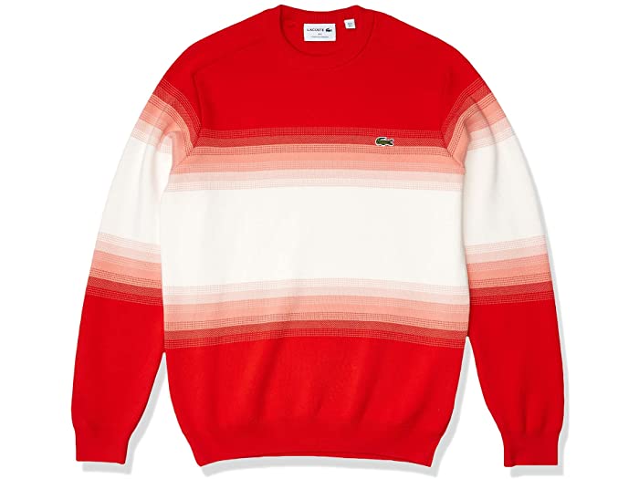 (取寄) ラコステ メンズ メンズ ロング スリーブ オンブル インターロック セーター Lacoste men Mens Long Sleeve Ombre Interlock Sweater Corrida/Elf Pink-flour