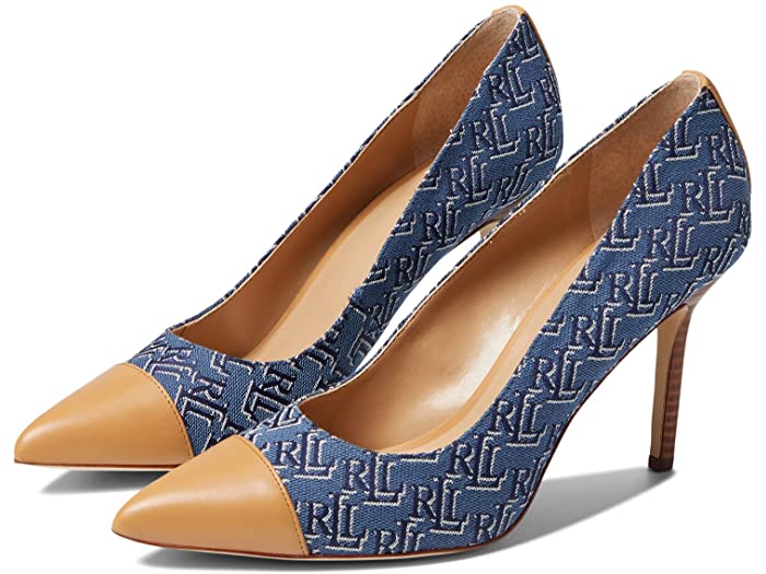 (取寄) ローレン ラルフローレン レディース リンデラ モノグラム ジャカード ポンプ LAUREN Ralph Lauren women Lindella Monogram Jacquard Pump Denim Blue/Buff