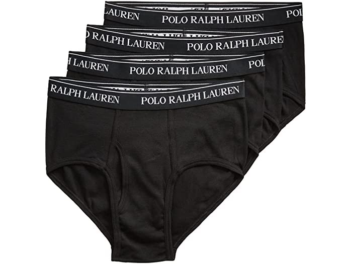 (取寄) ラルフローレン メンズ クラシック フィット w/ ウィッキング ブリーフ Polo Ralph Lauren men Classic Fit w/ Wicking 4-Pack Briefs Black