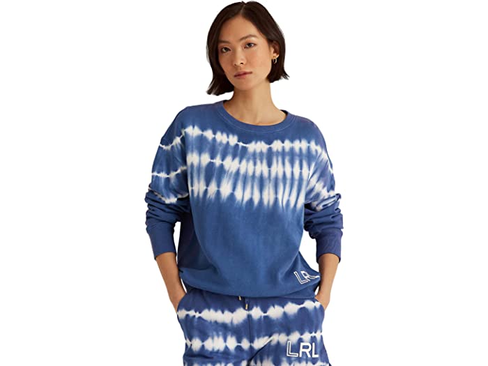 (取寄) ローレン ラルフローレン レディース タイダイ フレンチ テリー スウェットシャツ LAUREN Ralph Lauren women Tie-Dye French Terry Sweatshirt Soft Sapphire/White