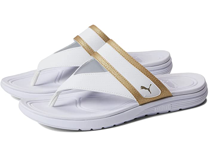 (取寄) プーマ レディース ソフトライド サニー フリップ PUMA women Softride Sunny Flip Puma White/Puma Team Gold