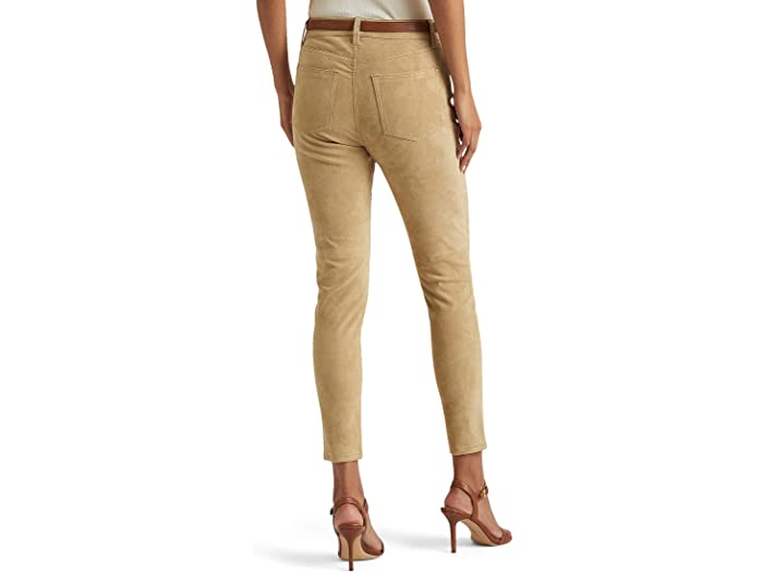 (取寄) ローレン ラルフローレン レディース スエード ハイライズ スキニー アンクル パンツ LAUREN Ralph Lauren women Suede High-Rise Skinny Ankle Pants Birch Tan