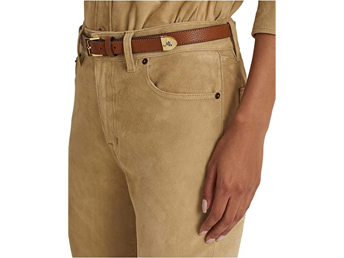 (取寄) ローレン ラルフローレン レディース スエード ハイライズ スキニー アンクル パンツ LAUREN Ralph Lauren women Suede High-Rise Skinny Ankle Pants Birch Tan