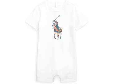 (取寄) ラルフローレン キッズ ボーイズ ビッグ ポニー コットン ジャージ ショートール (インファント) Polo Ralph Lauren Kids boys Big Pony Cotton Jersey Shortall (Infant) White