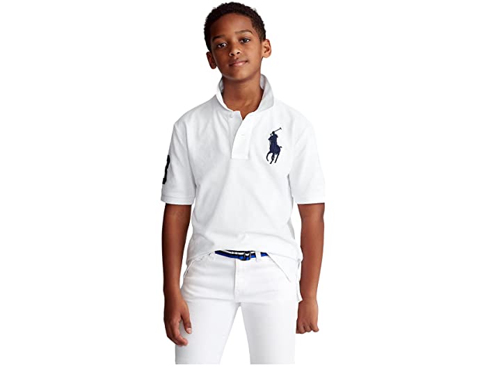 (取寄) ラルフローレン キッズ ボーイズ コットン メッシュ ポロ シャツ (ビッグ キッズ) Polo Ralph Lauren Kids boys Cotton Mesh Polo Shirt (Big Kids) White