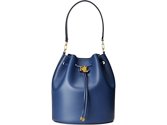 (取寄) ローレン ラルフローレン レディース ラージ アンディ レザー ドローストリング バッグ LAUREN Ralph Lauren women Large Andie Leather Drawstring Bag Denim Blue