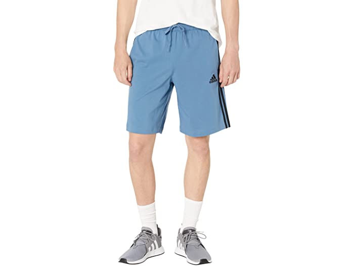 (取寄) アディダス メンズ エッセンシャル 3ストライプ ジャージ ショーツ adidas men Essentials 3-Stripes Single Jersey Shorts Altered Blue/Black