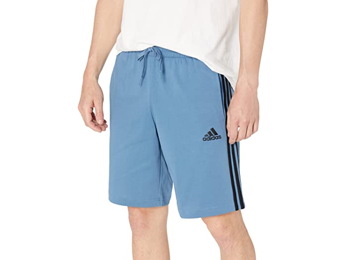 (取寄) アディダス メンズ エッセンシャル 3ストライプ ジャージ ショーツ adidas men Essentials 3-Stripes Single Jersey Shorts Altered Blue/Black