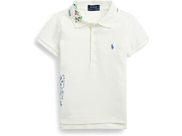 (取寄) ラルフローレン キッズ ガールズ エンブロイダー ストレッチ メッシュ ポロ シャツ (トドラー) Polo Ralph Lauren Kids girls Embroidered Stretch Mesh Polo Shirt (Toddler) Deckwash White/Navy