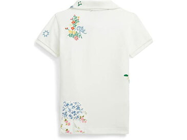 (取寄) ラルフローレン キッズ ガールズ エンブロイダー ストレッチ メッシュ ポロ シャツ (トドラー) Polo Ralph Lauren Kids girls Embroidered Stretch Mesh Polo Shirt (Toddler) Deckwash White/Navy